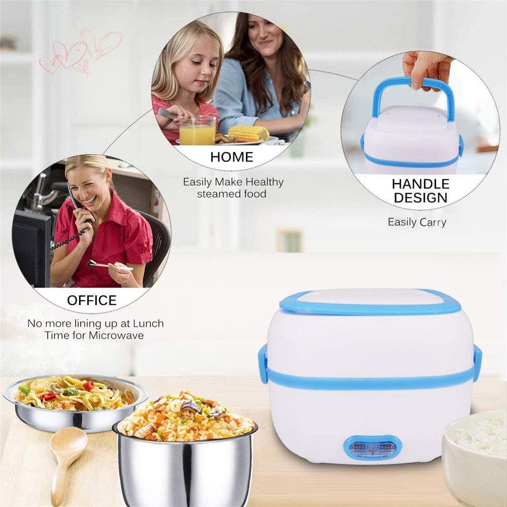 10027 Electric Lunch Box Portable Food Warmer Food Heating Lunch Box Removable Food-Grade Stainless Steel Compartments, 220V 200W, for Car, Truck, office 10027 Electric Lunch Box Portable Food Warmer Food Heating Lunch Box Removable Food-Grade Stainless Steel Compartments, 220V 200W, for Car, Truck, office